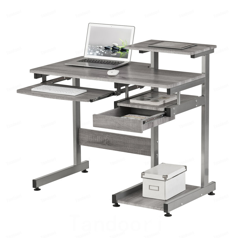 Bureau d'ordinateur complet, gris, Gris