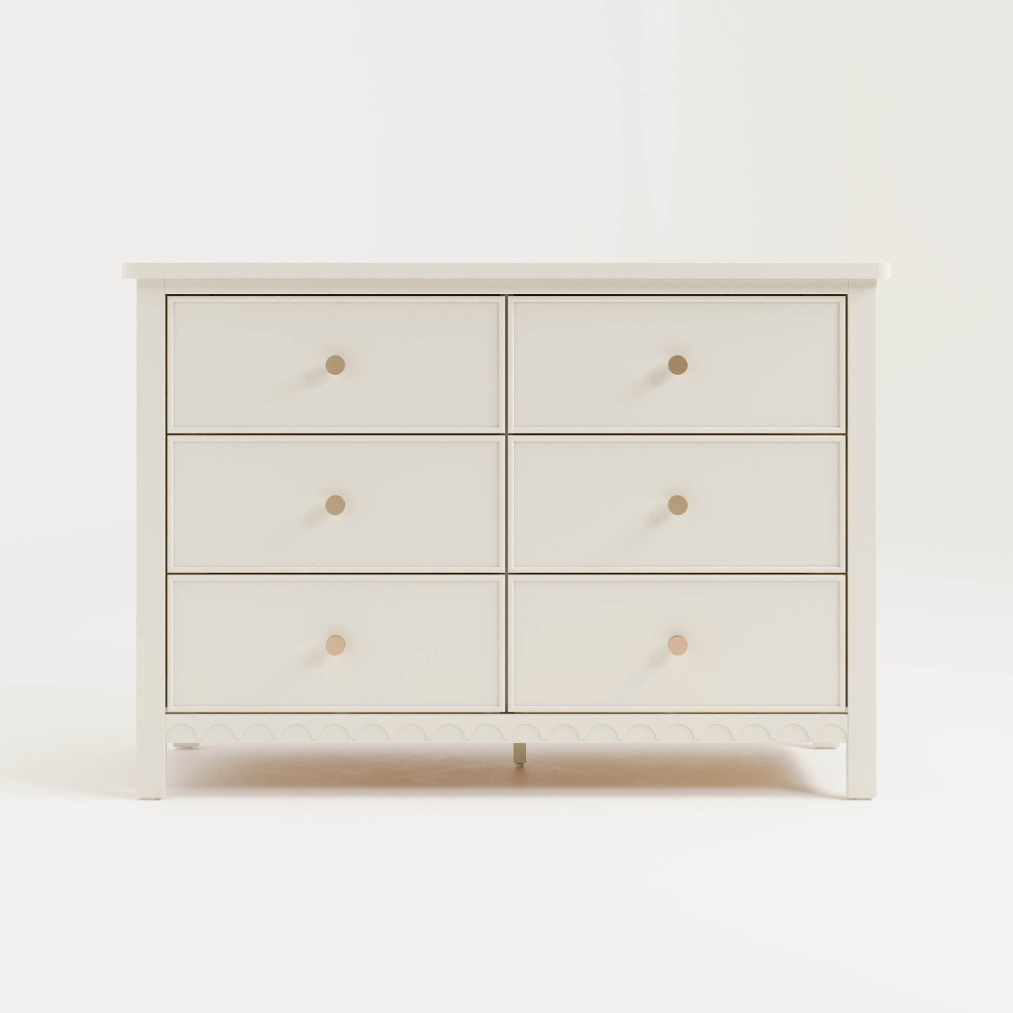 Sasha 6 Drawer Double Dresser, Frosted Oat