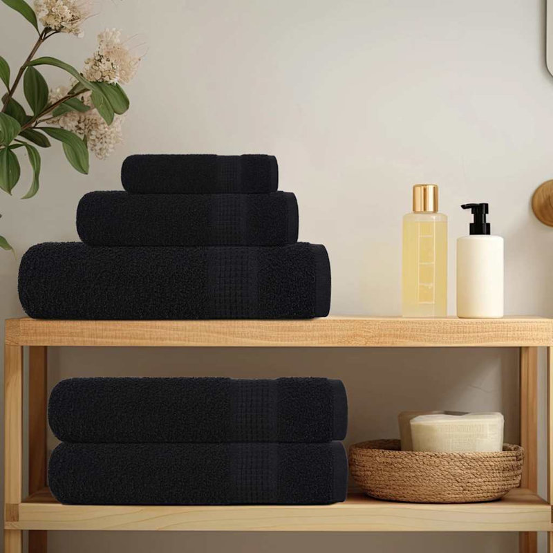 Sawiki 100% Cotton Bath Towels, Black, Bath Towel - 2 Pack