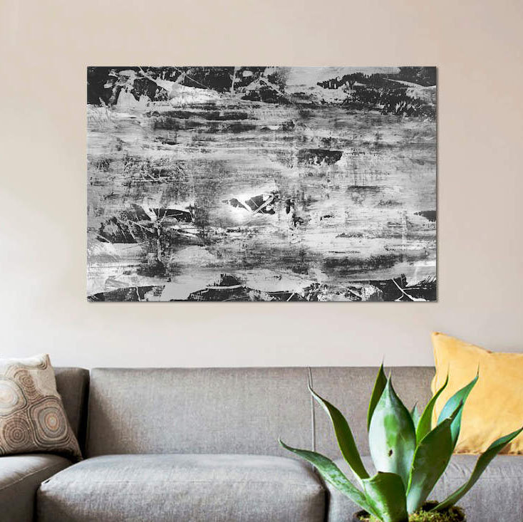 «Black and White Abstract V», reproduction sur toile, H 8 po x l 12 po x P 0,75 po