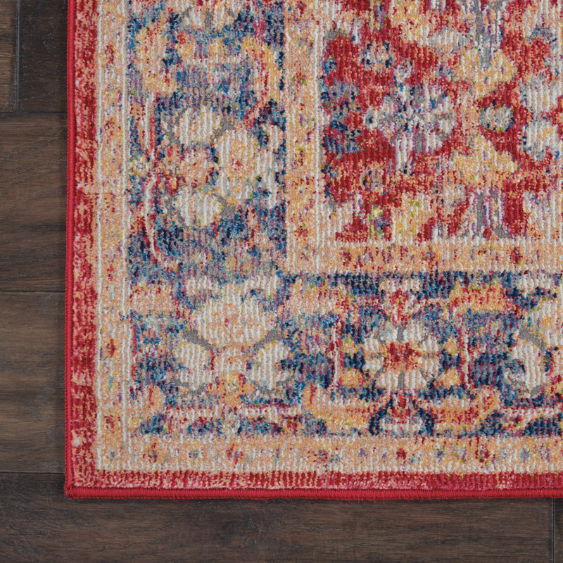 Oglethorpe Blue/Red Rug, Runner 2'4" x 8'