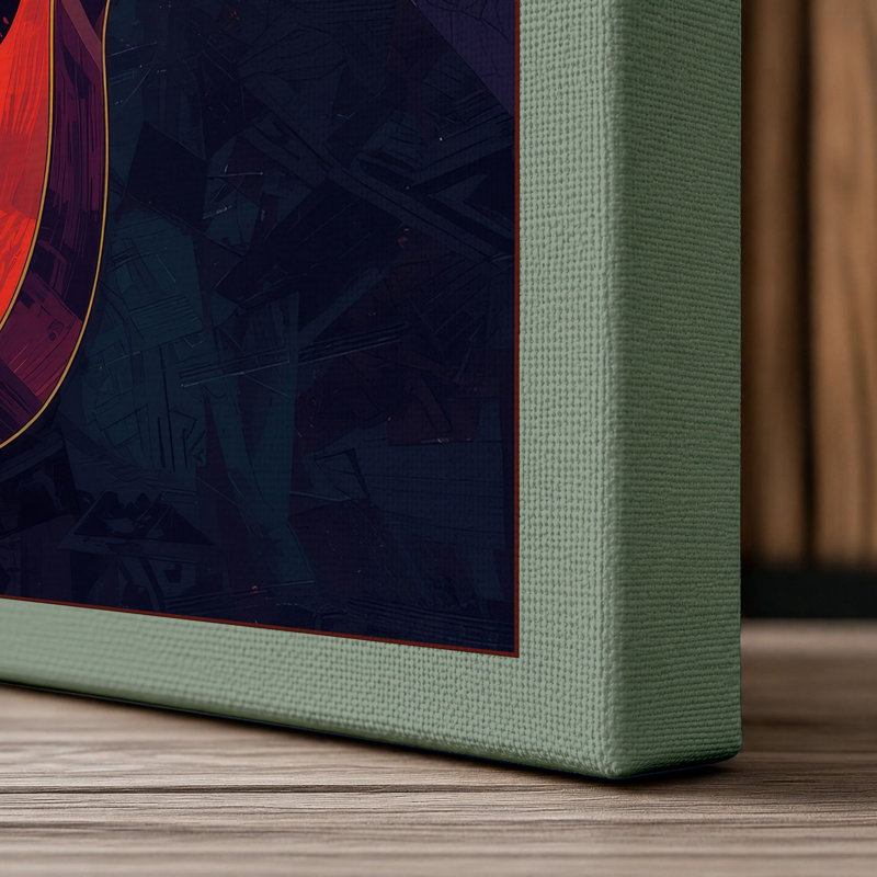 Geometric Guitar Mid-Century - Wrapped Canvas, 24x16 - 61.0 x 40.6 cm, Sage Border