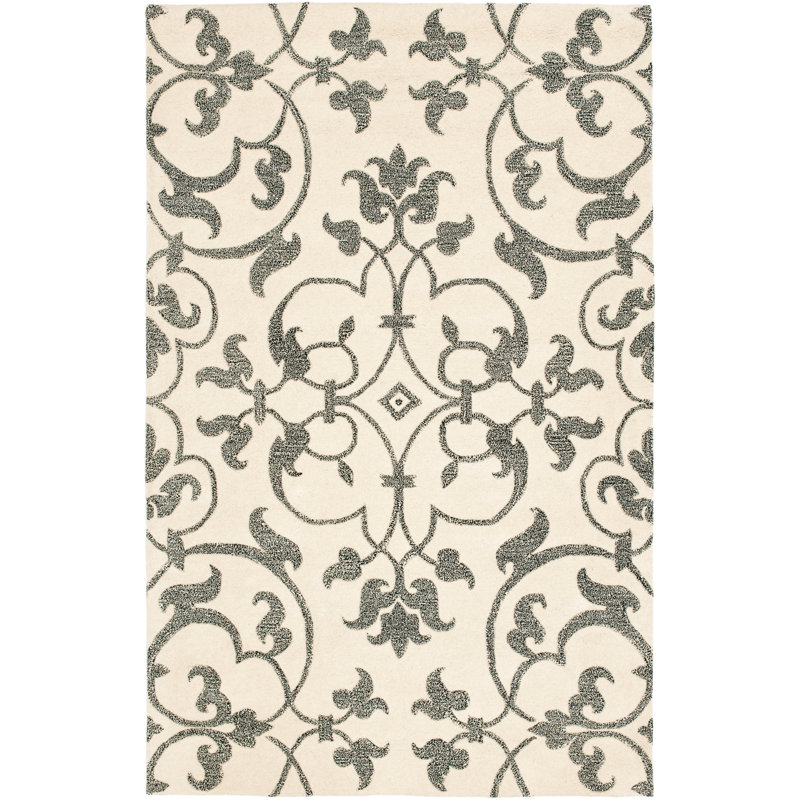 Candelo Hand Tufted Wool Floral Rug, Rectangle 2' x 3'