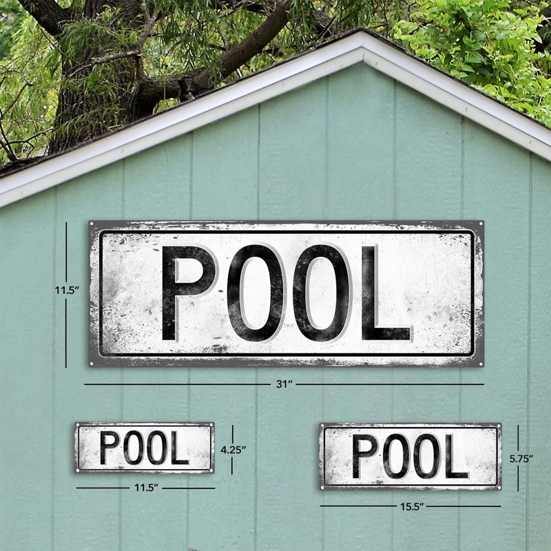 " Rustic, Light Pool Metal Sign ", 4.25" H x 11.5" W