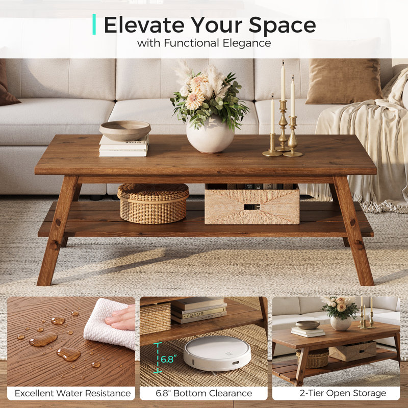Table basse en bois massif, Marron clair