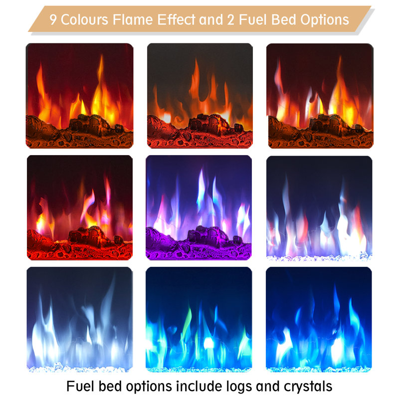Carsten 60" 3-in-1 Electric Fireplace Insert with Adjustable Color Flames & Fire Cracking Sound