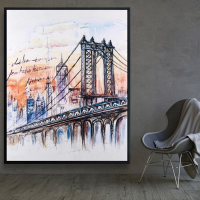 Bridge Sketch N-y Print On Canvas
