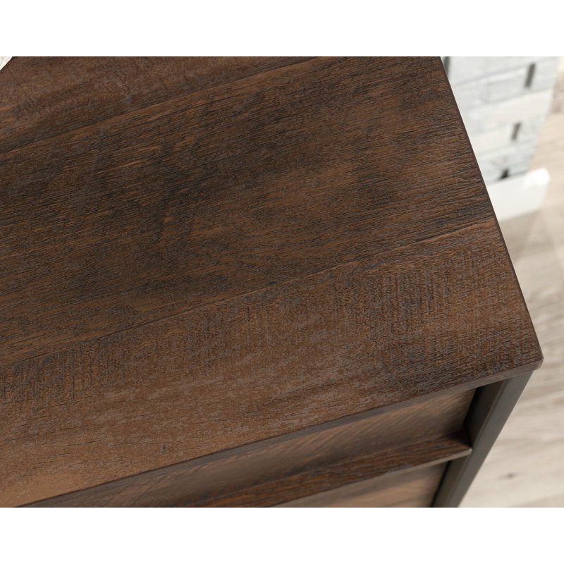 Barrel Oak 4-Drawer Vertical Dresser with Metal Frame