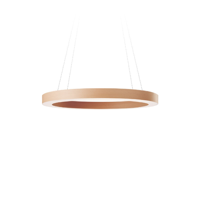 Oh! Line 1 - Light LED Chandelier, Matte Black, Natural Cherry, 2" H x 23.6" W x 23.6" D