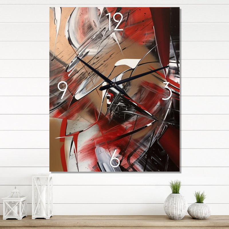 Après-midi Jazz V - Peinture abstraite horloge murale moderne, H 32 po x l 24 po x P 1 po