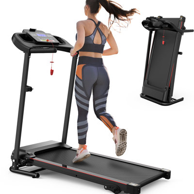 Tapis roulant incliné 2,5 hp 12 km / h pour usage domestique - Porte-gobelet à musique pliable Capteurs de fréquence cardiaque Distance et vitesse Spacieux espace de course électrique avec moteur