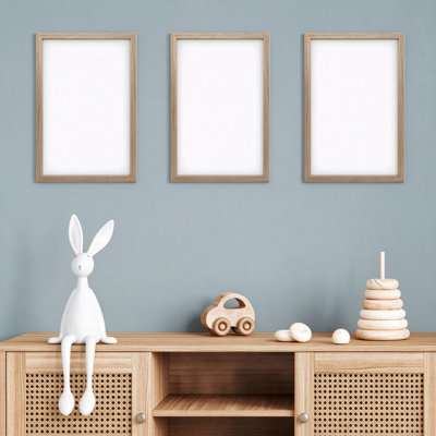 Pack of 3 Beige Wooden Photo Frames for A4 Images