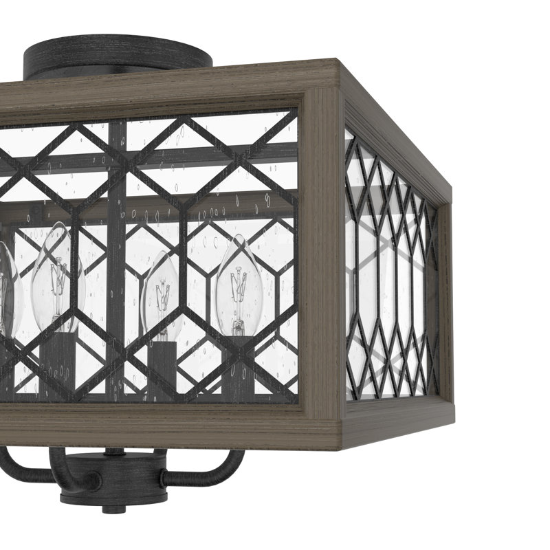 Chevron 4 Light Semi Flush Mount, Rustic Iron