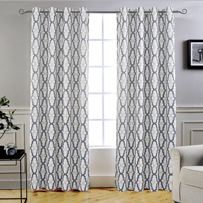 Elfrida Geometric Room Darkening Thermal Grommet Curtain Panels