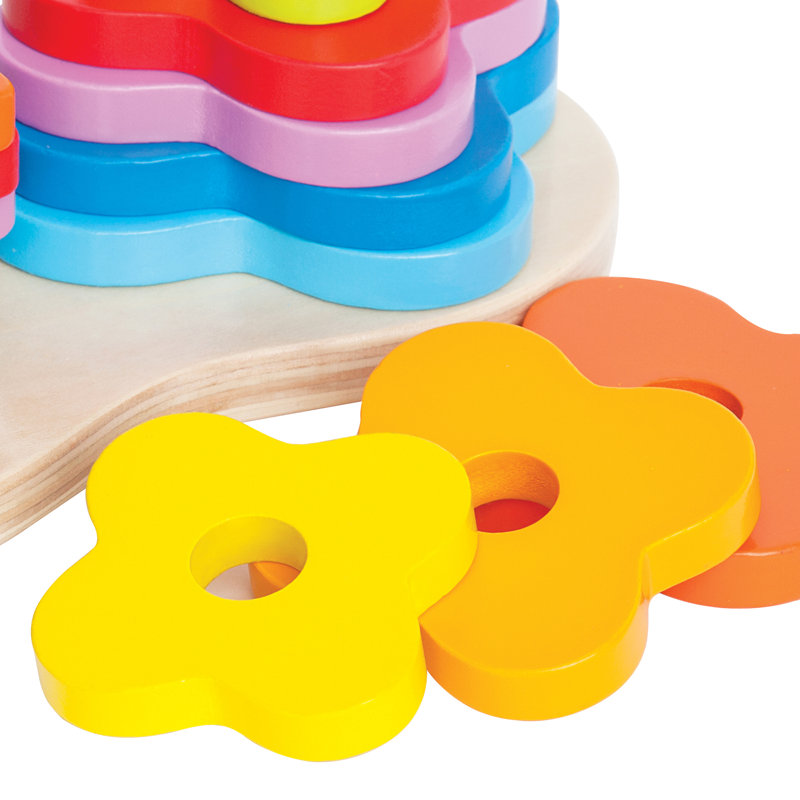 Hape: Double arc-en-ciel empilable - Jeu d'anneaux en bois