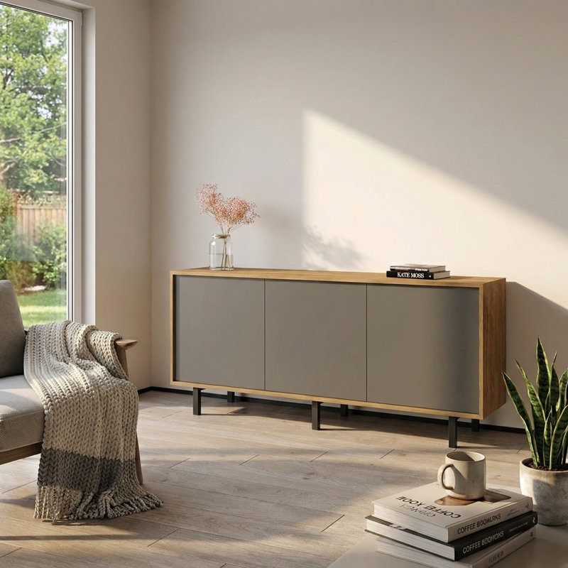 Buffet 66,1 po Bakki, Chêne / gris