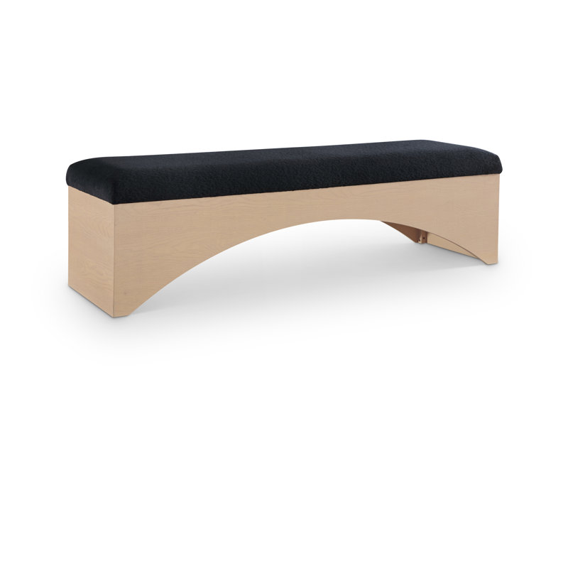 Lawson Willmot Velour  Fabric Bench, Natural, Black Velour Fur Fabric