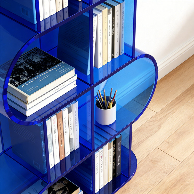 Modern minimalist acrylic multi-layer bookcase, (5 Shelves) 59.06"H x 19.69"W x 9.84"D