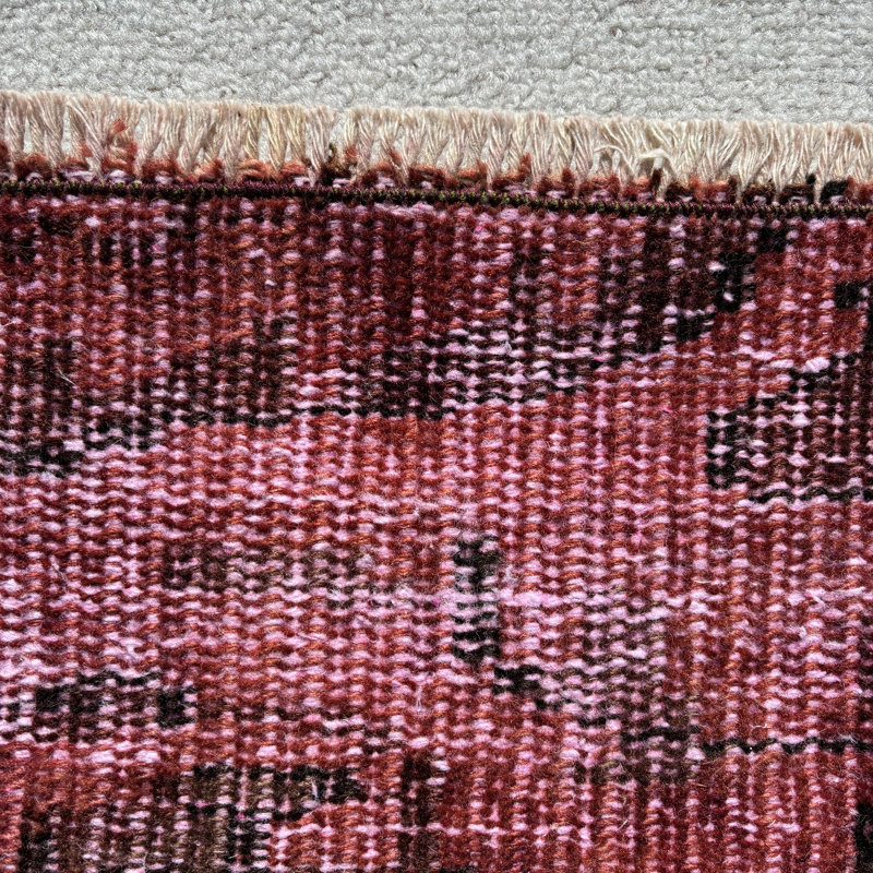 Tapis moderne en laine patchwork moderne rouge 49,2 x 94,9 pouces