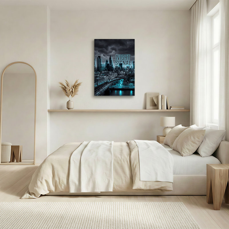 Toile sur fond bleu foncé au néon, H 36 po x l 24 po