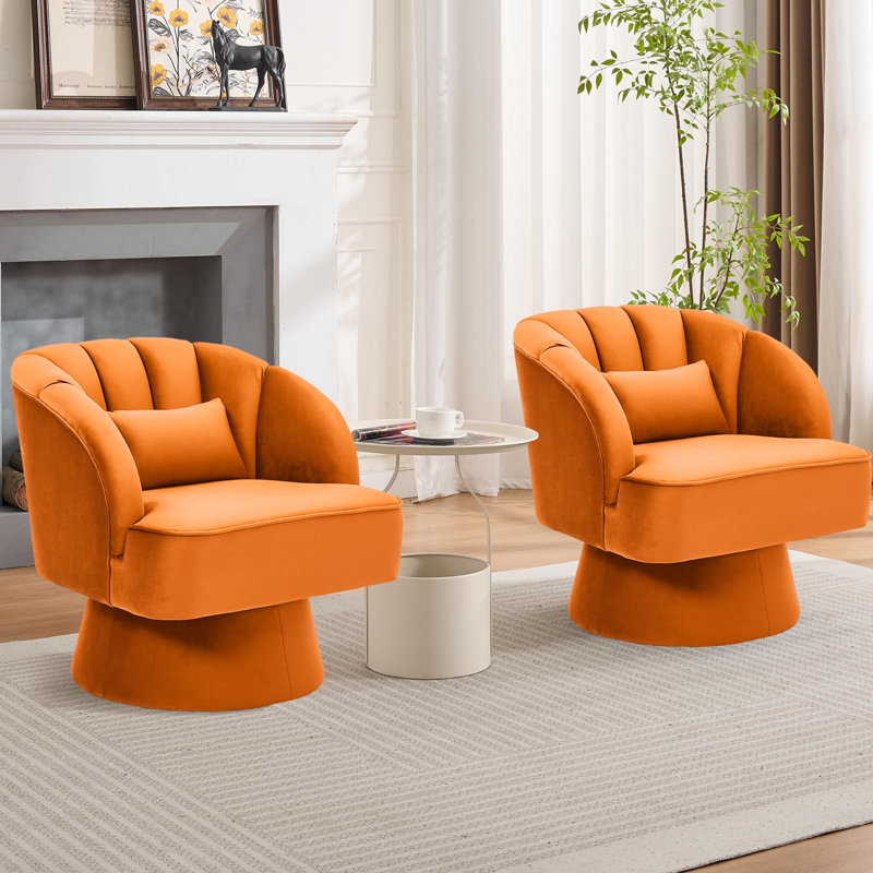 Fauteuil demi-tonneau pivotant Modern, Orange moelleux