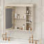 Armoire de salle de bain murale moderne avec plusieurs options de rangement et un design élégant-391207102