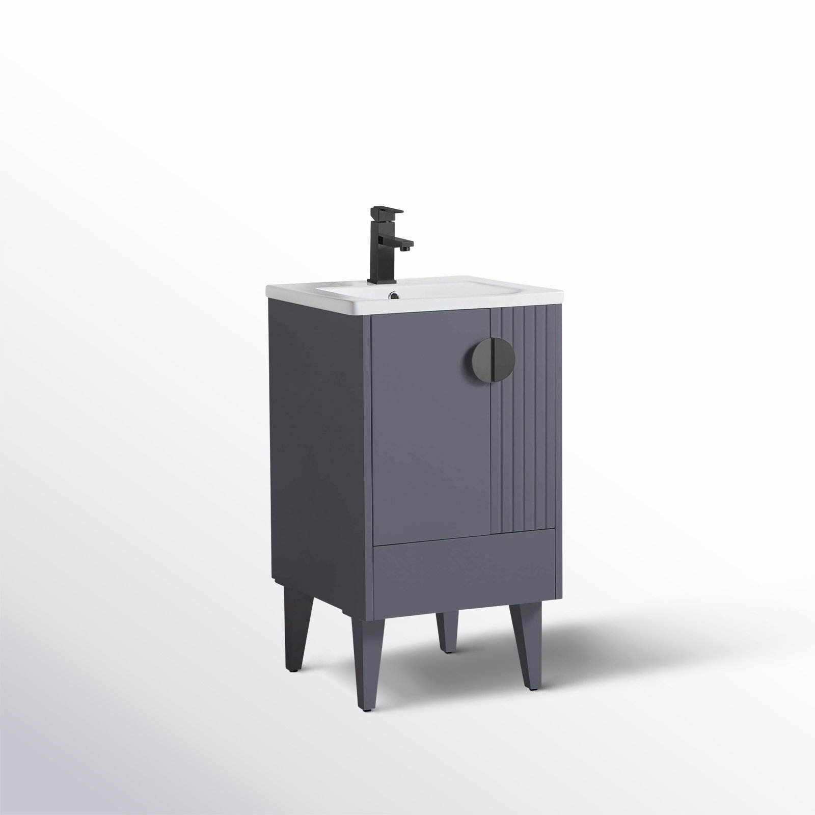 Saimah 20'' Single Bathroom Vanity, Black, Rock Gray