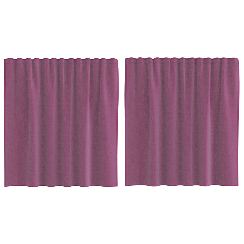Voile Curtains With Tab Top 2 Pcs, 140cm Width x 140cm Drop, Purple