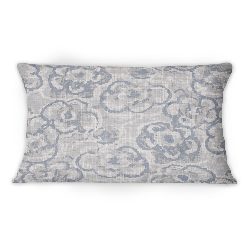 Coussin décoratif à motif de fleur de campagne rétro bleu X 12 po x 20 po