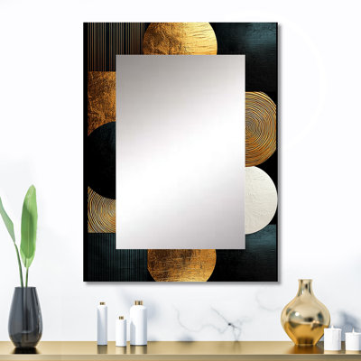 «Geometric Art Decor Essential Forms V», miroir moderne, miroir mural décoratif doré, impression d'art en métal