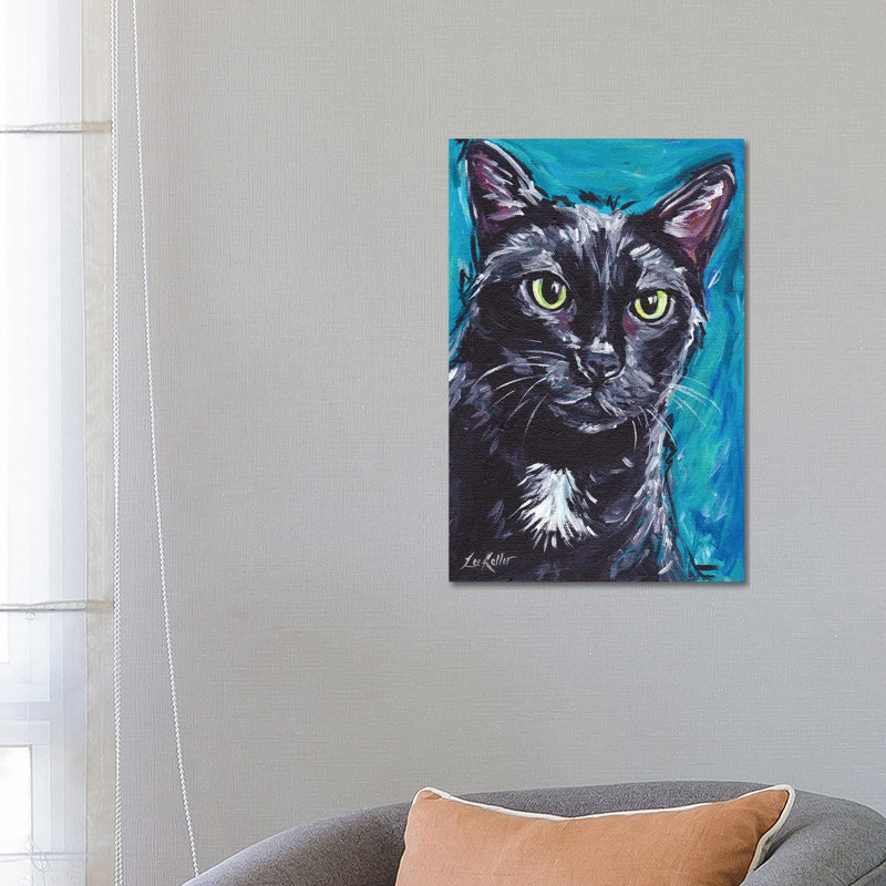 Expressive Black Cat by Hippie Hound Studios - Wrapped Canvas Print, 66.04 cm H x 45.72 cm W x 1.91 cm D