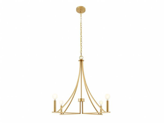 Lustre 4 lumières Meridian en laiton naturel, Laiton naturel, E12/candélabre, Non