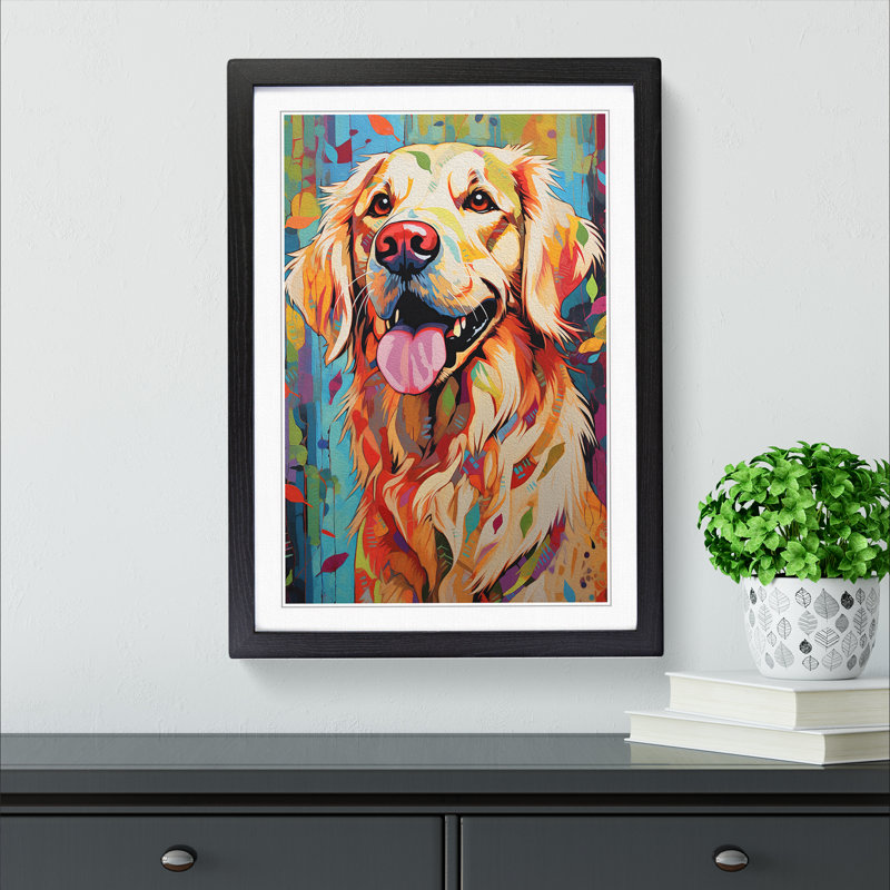 Golden Retriever Modern - Framed Print
