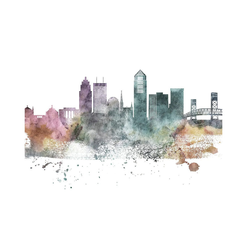 Jacksonville Pastel Skylines - Wrapped Canvas Print, 101.6 cm H x 66.04 cm W