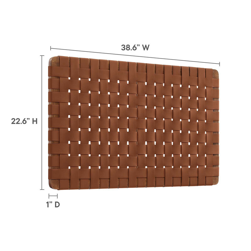 Walnut Brown Faux Leather Woven Twin Headboard