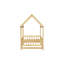 Lit simple en bois pour plancher de maison simple avec structure de toit, barrières de sécurité, naturel (ancien numéro de référence W504P286404)-991000616