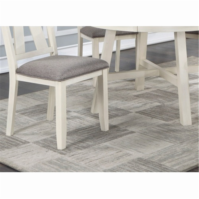 Ensemble de salle à manger pour 4 personnes avec table ronde et 4 chaises d'appoint, plateau en bois Clean Lines, Blanc