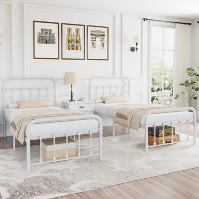 Dorsman Twin-Sized Metal Platform Bed with Headboard