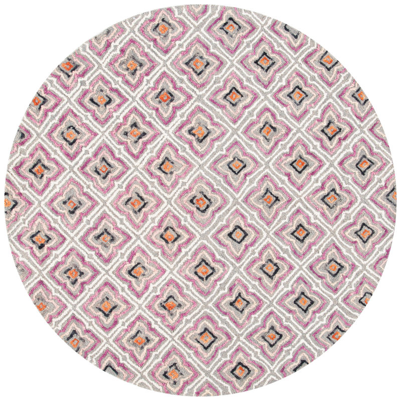 Tapis turquoise / ivoire Rubalcava, Rond 6 pi