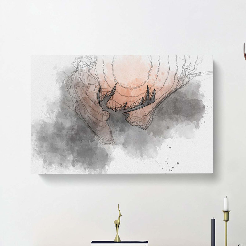 Stag In The Sunset In Abstract - Wrapped Canvas, 40cm H x 60cm W x 3cm D