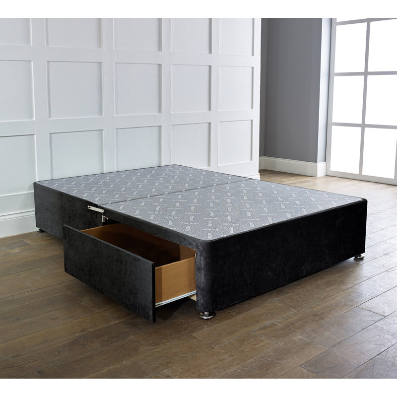 Navreen Divan Bed Set With 20" Plain Headboard, Single (3'), Black, No Drawer
