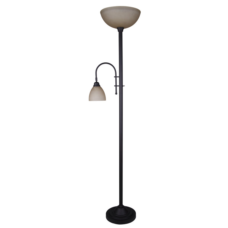 Thandi 2 Light Floor Lamp With Oil Rubbed Bronze Finish And Amber Shade