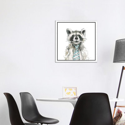 Raccoon 1 Piece Floater Frame Painting on Canvas