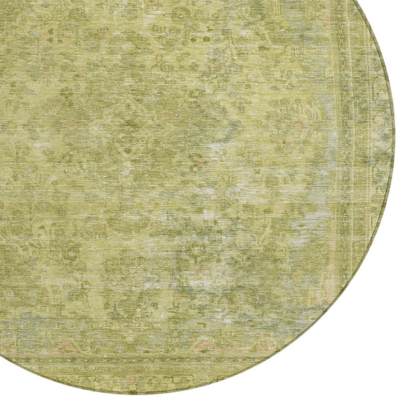 Tapis intérieur lavable rond 8 pi vert et vert sauge