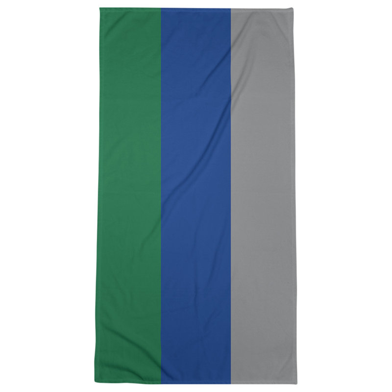 Cotton Blend Beach Towel, Blue/Dark Green/Silver
