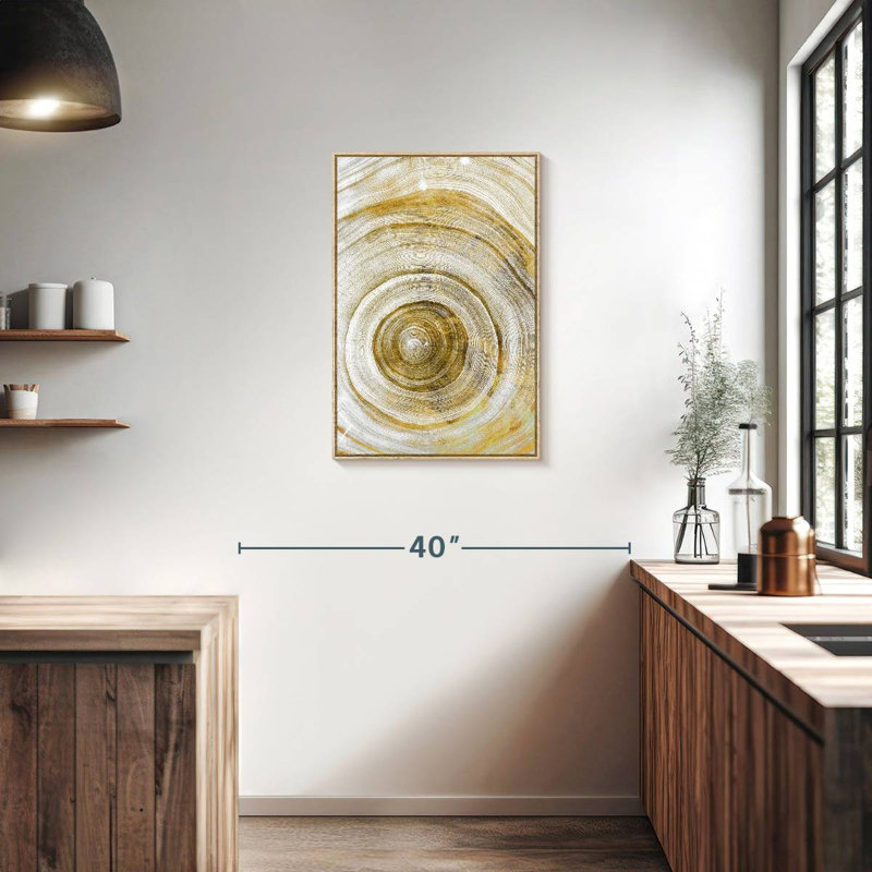 Tree Rings Molinari Geometric, Floating Frame Natural Wood, 21" x 31"