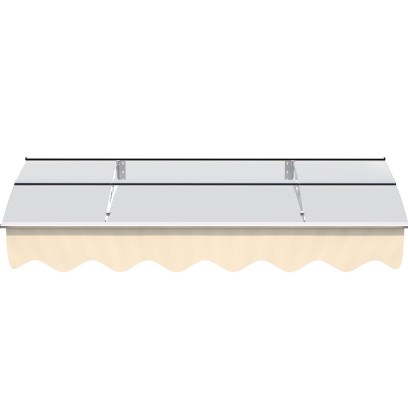 5934W Series Door Window Awning, Polycarbonate Sheet With Block, Heavy-Duty Support, Outdoor Privacy Screen Awning - Rust- Brackets, For Use