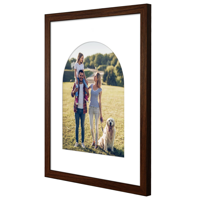 Cadre photo avec tapis en forme d'arche - Idéal pour toute pièce, salon, dortoir, Walnut, 16" x 20"