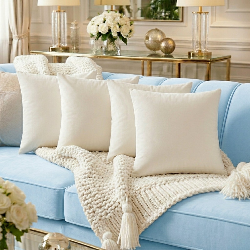 Velvet Cushion Covers, Cream