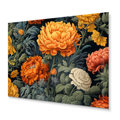 Orange Green Marigold Brilliance II - Floral Metal Wall Decor